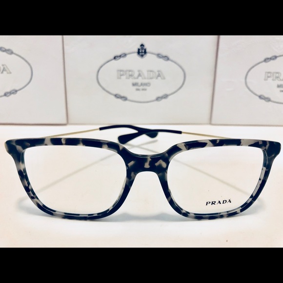 Prada Accessories - Prada Eyeglasses Matte Havana Gray w/Gold New 53mm